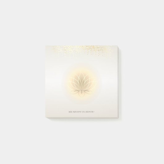 Moderne meisjesachtige nepgouden confetti, lotus post-it® notes (Voorkant)