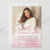 Moderne meisjesachtige roze gouden glitter chic fo kaart (Voorkant)