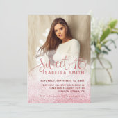 Moderne meisjesachtige roze gouden glitter chic fo kaart (Staand voorkant)