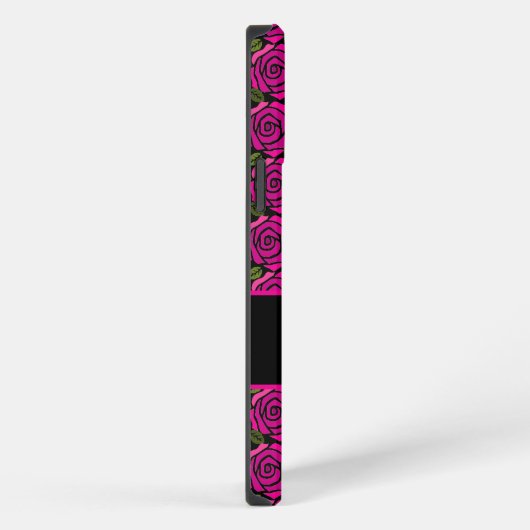 Moderne Meisjesachtige Roze Rozen Aangepaste Naam  iPhone Hoesje (Rechterkant)