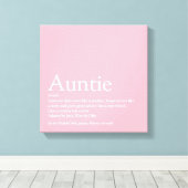 Moderne meisjesachtige roze tante auntie definitie canvas afdruk (Insitu (Houten vloer))