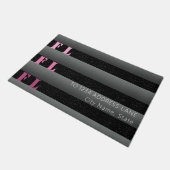 Moderne Meisjesachtige Roze Zwarte Monogram Adres Deurmat (Schuin)