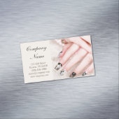 Moderne meisjesachtige schoonheidssalon kant nagel visitekaartje magneet (Voorbeeld)