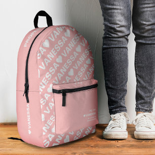 Moderne meisjesachtige tiener stijlvolle roze bedrukte rugzak