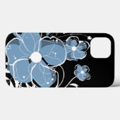 Moderne meisjesblauwe en witte bloemen Case-Mate iPhone case (Achterkant (horizontaal))
