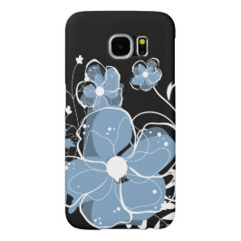 Moderne meisjesblauwe en witte bloemen iPhone 13 hoesje