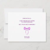 Moderne meisjesboog paarse waterverf typografie kaart (Achterkant)