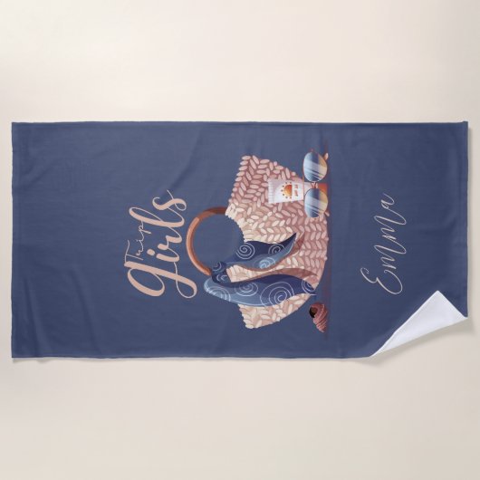 Moderne Meisjesreis Monogram Strandlaken (Voorkant)