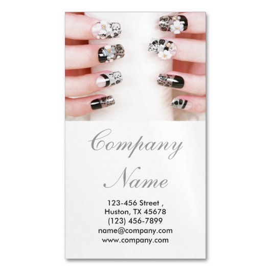 Moderne meisjesschoonheid nagelkunstenaar nagelsal magnetisch visitekaartje (Voorkant Verticaal)