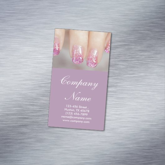 Moderne meisjesschoonheidssalon mode nagelkunstena visitekaartje magneet (Voorbeeld)