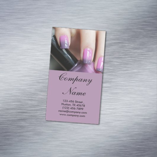 Moderne meisjesschoonheidssalon mode nagelkunstena visitekaartje magneet (Voorbeeld)