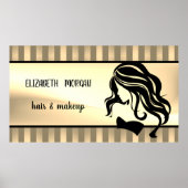 Moderne meisjessilhouet, strepen, haar, make-up poster (Voorkant)