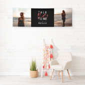 Moderne meisjeszwarte roze multi foto 30e verjaard spandoek (Insitu)