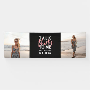 Moderne meisjeszwarte roze multi foto 30e verjaard spandoek