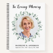 Moderne Memorial Eucalyptus foto begrafenis gasten Notitieboek (Voorkant)