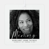 Moderne Memorial Foto Kerstboom Metalen Ornament (Achterkant)