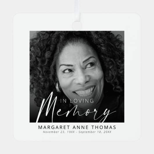 Moderne Memorial Foto Kerstboom Metalen Ornament (Voorkant)