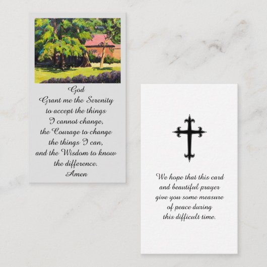 Moderne Memorial Funeral Serenity Prayer Kaart Visitekaartje (Voorkant / Achterkant)