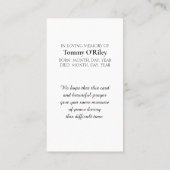 Moderne Memorial Funeral Service Kaart Visitekaartje (Achterkant)