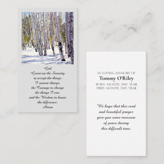 Moderne Memorial Funeral Service Kaart Visitekaartje (Voorkant / Achterkant)