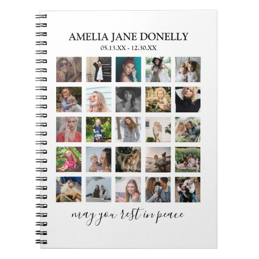 Moderne Memorial Guest voor fotocollage Notitieboek (Voorkant)