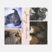 Moderne Memorial Pet Foto Collage Blush Pink Fleece Deken (Voorkant (Horizontaal))