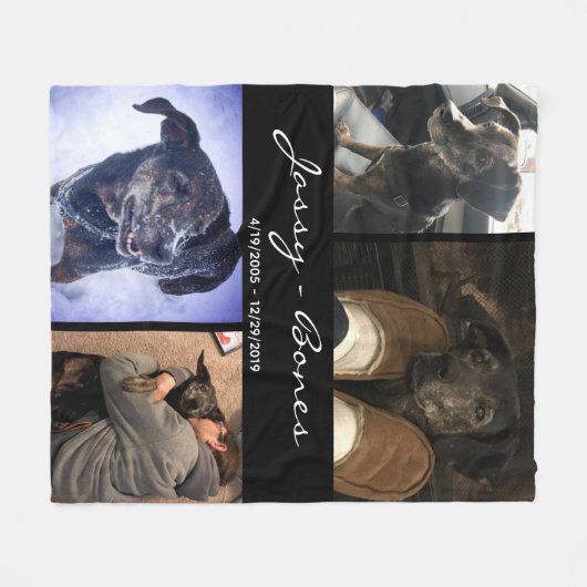 Moderne Memorial Pet Photo Collage Fleece Deken (Voorkant (Horizontaal))