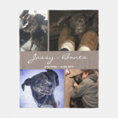 Moderne Memorial Pet Photo Collage Taupe Fleece Deken (Voorkant)