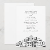 Moderne Memphis skyline zwart & wit bruiloft Kaart (Voorkant / Achterkant)