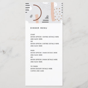 Moderne Memphis vormen Tan Pattern Wedding Menu