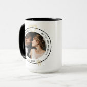 Moderne meneer en mevrouw koppel noemen kerst mok (Voorkant links)