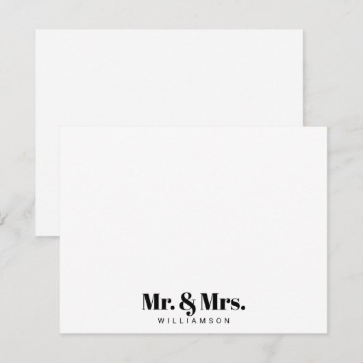 Moderne meneer en mevrouw uw achternaam notitiekaartje (Voorkant / Achterkant)