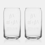 Moderne meneer mevrouw naam datum & ringen ontwerp blikvorm glas (Achterkant)
