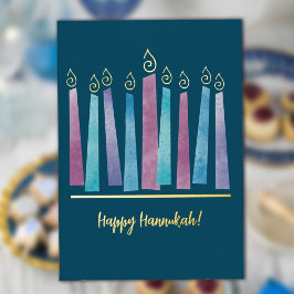 Moderne Menorah Hannukah gevouwen Folie vakantie K Feestdagenkaart