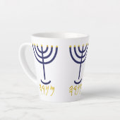 Moderne Menorah Mok Paleo Hebreeuws Navy Gold (Linkerhoek)