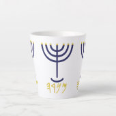 Moderne Menorah Mok Paleo Hebreeuws Navy Gold (Voorkant)