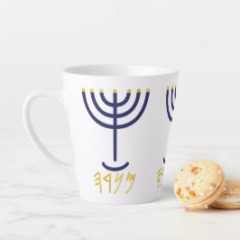 Moderne Menorah Mok Paleo Hebreeuws Navy Gold