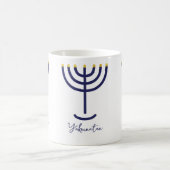 Moderne Menorah Navy Gold Custom Named Koffiemok (Center)