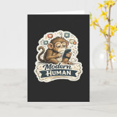 Moderne Mens Funny Aap Smartphone Sociale Media Kaart (Gele Bloem)