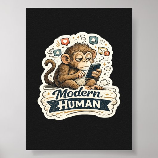Moderne Mens Funny Aap Smartphone Sociale Media  Poster (Voorkant)