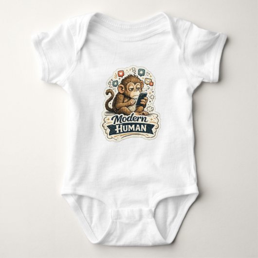 Moderne Mens Funny Aap Smartphone Sociale Media Romper (Voorkant)