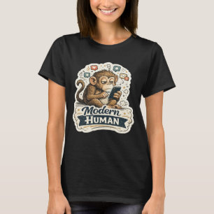 Moderne Mens Funny Aap Smartphone Sociale Media  T-shirt