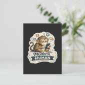 Moderne Mens Funny Monkey Smartphone Sociale Media Briefkaart (Staand voorkant)