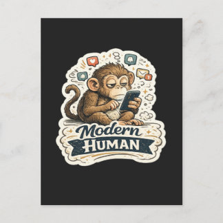 Moderne Mens Funny Monkey Smartphone Sociale Media Briefkaart