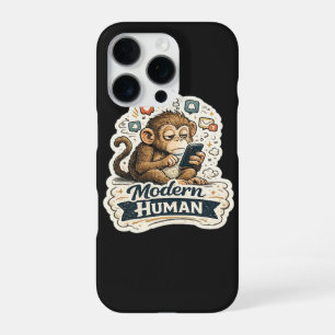 Moderne Mens Funny Monkey Smartphone Sociale Media iPhone 16 Pro Hoesje