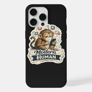 Moderne Mens Funny Monkey Smartphone Sociale Media iPhone 15 Pro Max Case