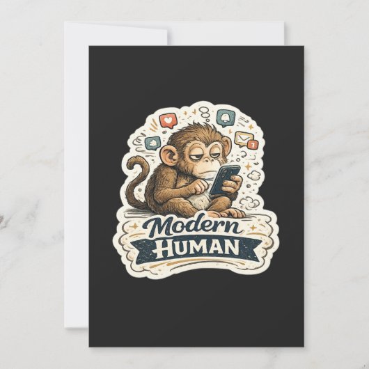 Moderne Mens Funny Monkey Smartphone Sociale Media Kaart (Voorkant)