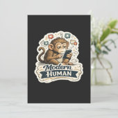 Moderne Mens Funny Monkey Smartphone Sociale Media Kaart (Staand voorkant)
