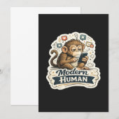 Moderne Mens Funny Monkey Smartphone Sociale Media Kaart (Voorkant / Achterkant)