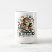 Moderne Mens Funny Monkey Smartphone Sociale Media Koffiemok (Center)